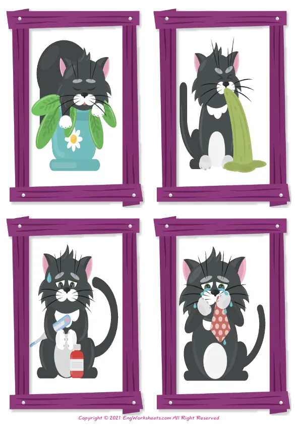 Wordless Feelings And Emotions vocabulary worksheet with four images per page Worksheet Preview