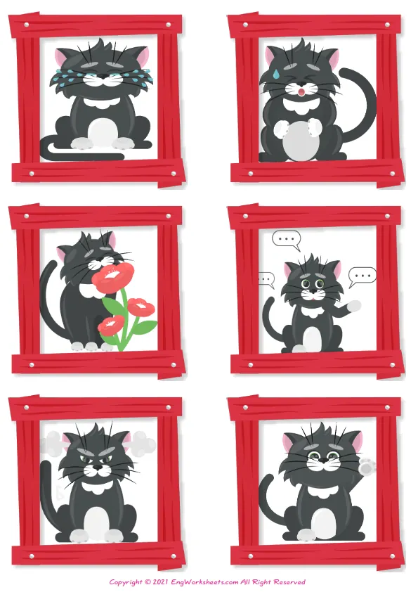 Wordless Feelings And Emotions vocabulary worksheet with six images per page Worksheet Preview