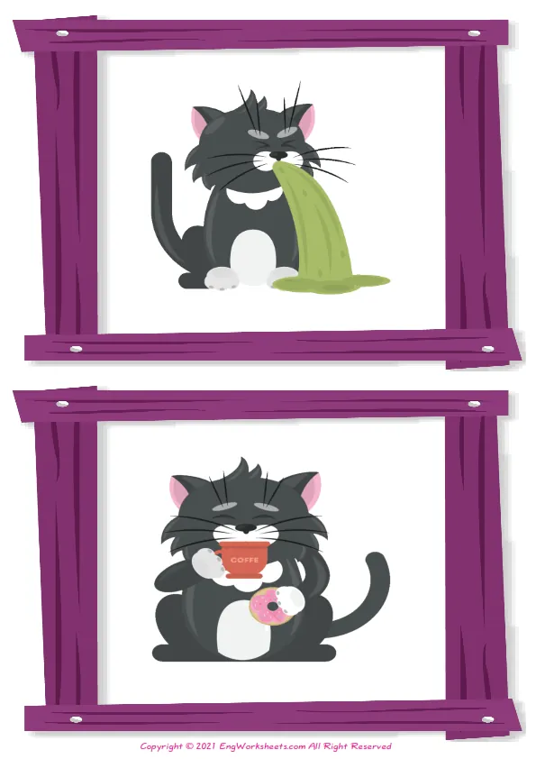 Wordless Feelings And Emotions vocabulary worksheet with two images per page