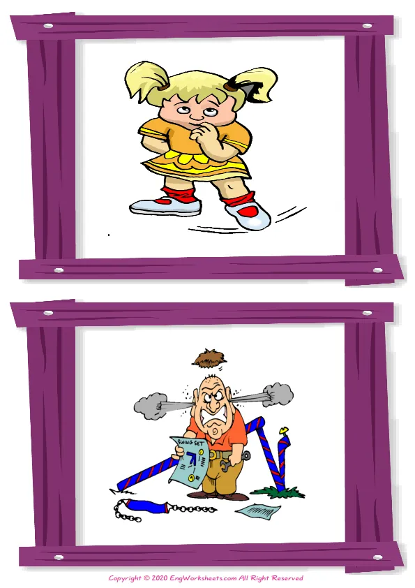 Wordless Feelings And Emotions vocabulary worksheet with two images per page Worksheet Preview