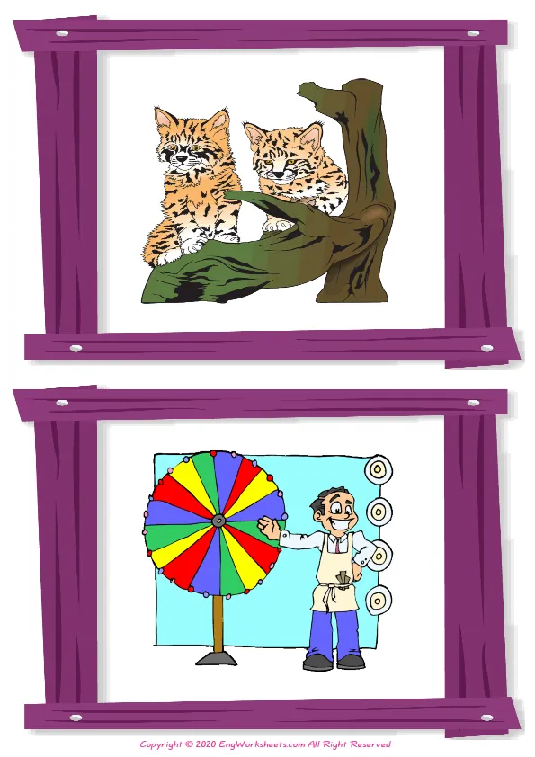 Wordless Films Movies vocabulary worksheet with two images per page