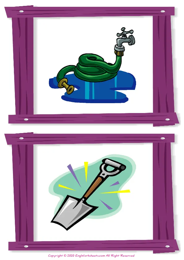 Wordless Garden Parts vocabulary worksheet with two images per page Worksheet Preview