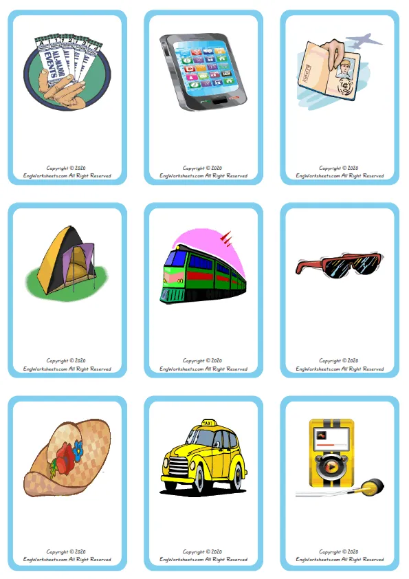 Wordless Holiday vocabulary worksheet with nine images per page