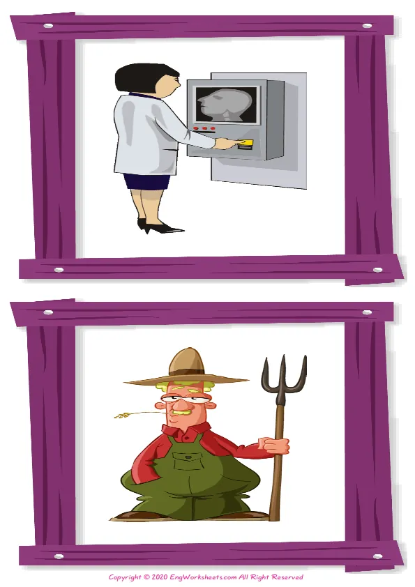 Wordless Jobs Occupations vocabulary worksheet with two images per page Worksheet Preview