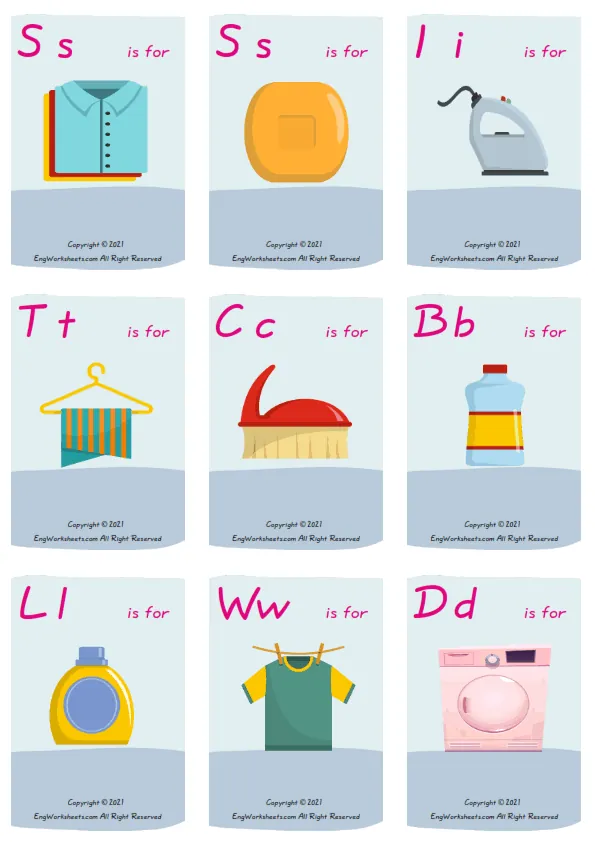 Laundry Room ESL Missing Letters In Words Exercise Worksheet