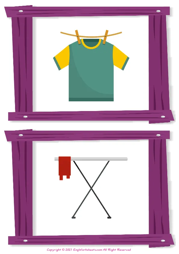 Laundry Room vocabulary worksheet with words, nine images per page Worksheet Preview