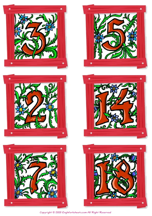 Wordless Number vocabulary worksheet with six images per page Worksheet Preview