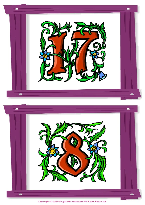 Wordless Number vocabulary worksheet with two images per page Worksheet Preview