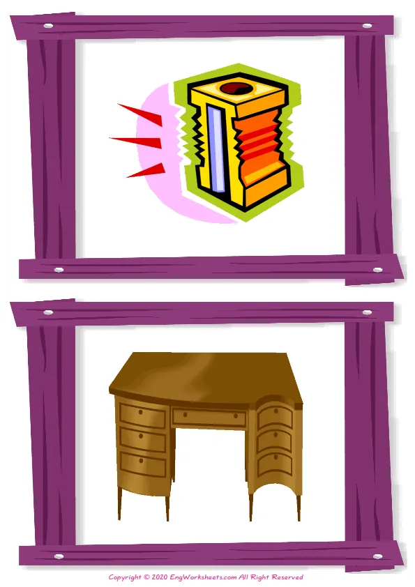 Wordless Office vocabulary worksheet with two images per page Worksheet Preview