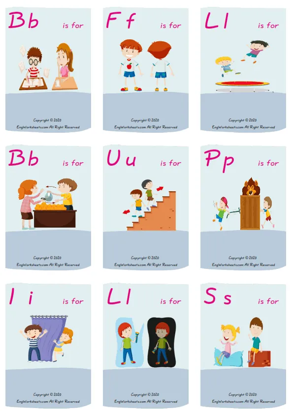 Wordless Opposites vocabulary worksheet with nine images per page