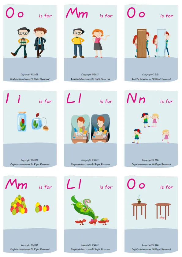 Wordless Opposites vocabulary worksheet with nine images per page