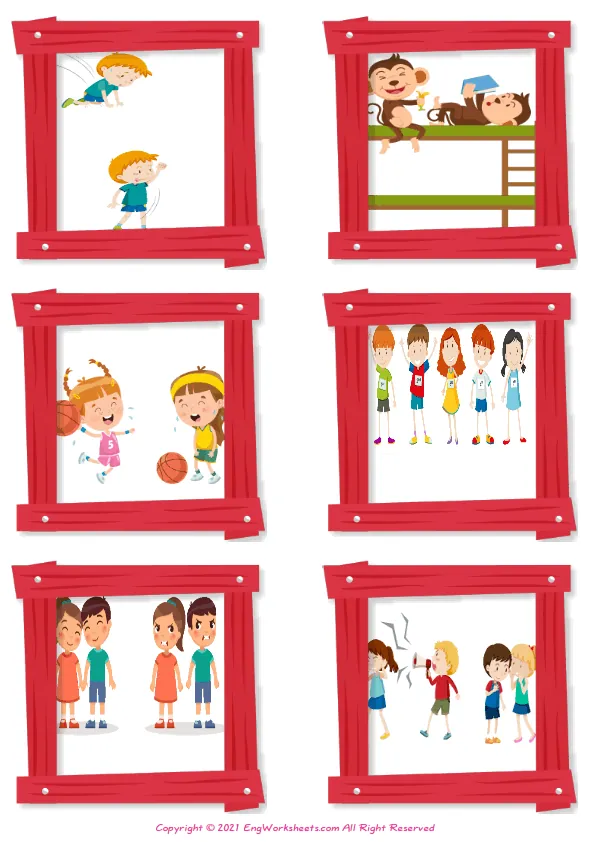 Wordless Opposites vocabulary worksheet with six images per page Worksheet Preview