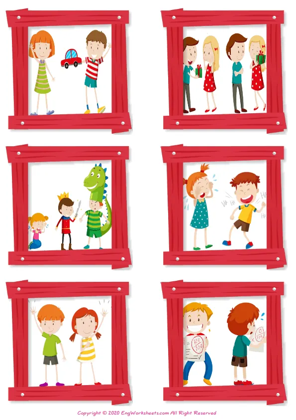 Wordless Opposites vocabulary worksheet with six images per page Worksheet Preview