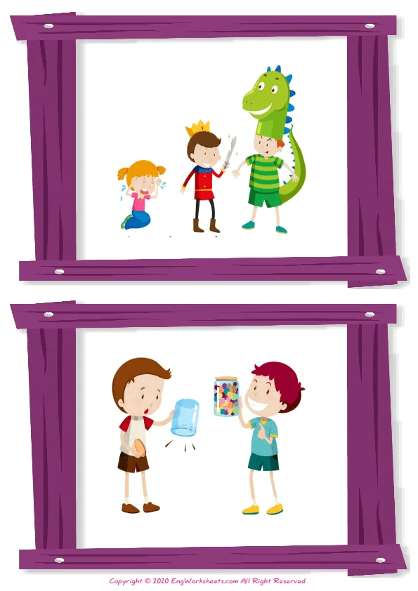 Wordless Opposites vocabulary worksheet with two images per page Worksheet Preview