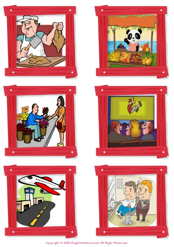 Wordless Places In A City vocabulary worksheet with six images per page Worksheet Preview