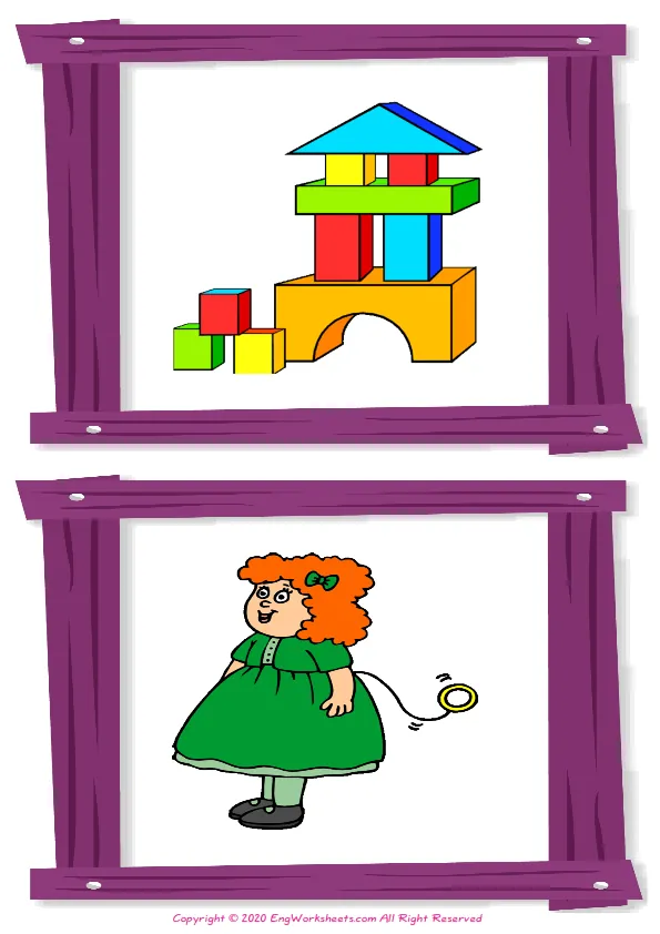 Wordless Toys vocabulary worksheet with two images per page Worksheet Preview