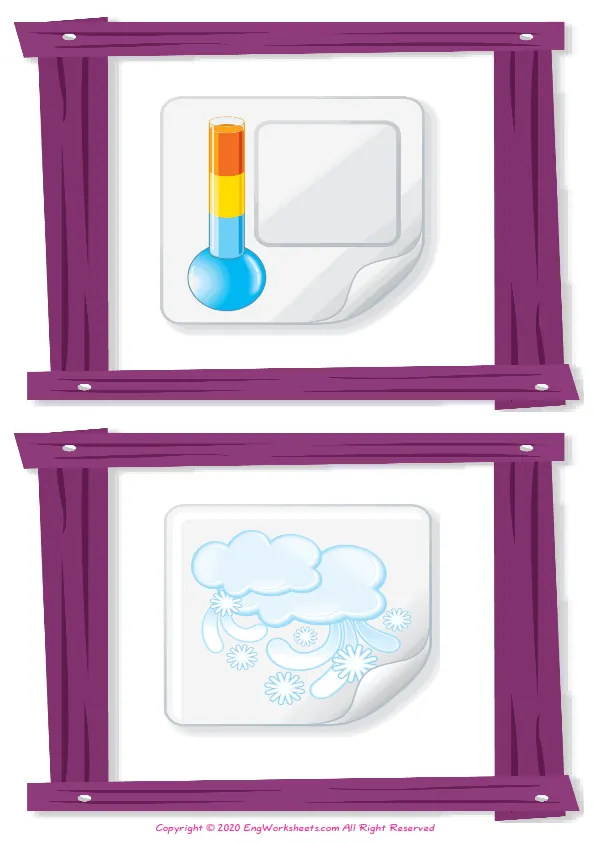 Wordless Weather vocabulary worksheet with two images per page Worksheet Preview