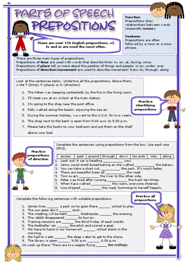 Parts Of Speech - Prepositions Fully Editable Worksheet Preview