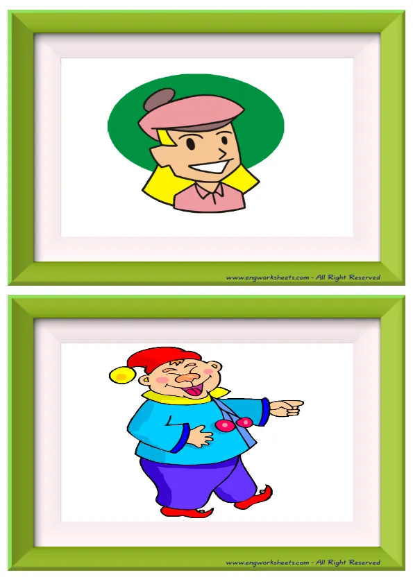 Half page ESL Flashcard without words containing Action Verbs picture for kids and teachers.