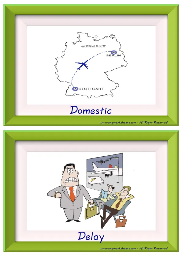 Half page ESL Flashcard together with words containing Airport picture for kids and teachers.