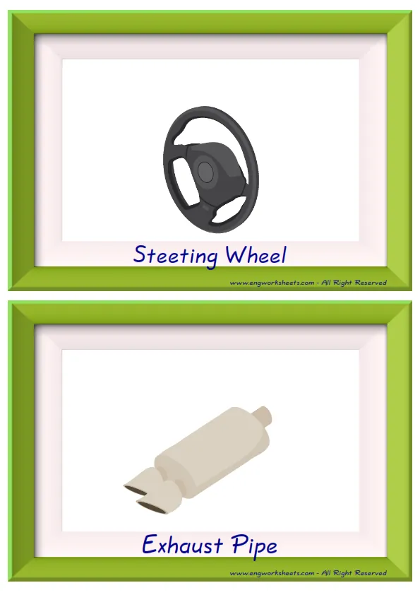 Half page ESL Flashcard without words containing Cars picture for kids and teachers.