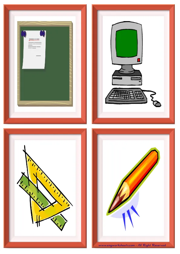 Quarter page ESL Flashcard without words containing Classroom Object picture for kids and teachers.