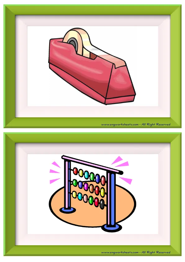 Half page ESL Flashcard without words containing Classroom Object picture for kids and teachers.