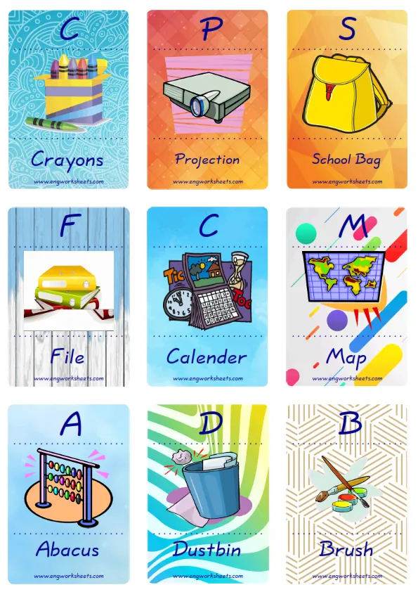 Mini size enjoyable ESL Flashcard Classroom Object for kids and teachers.
