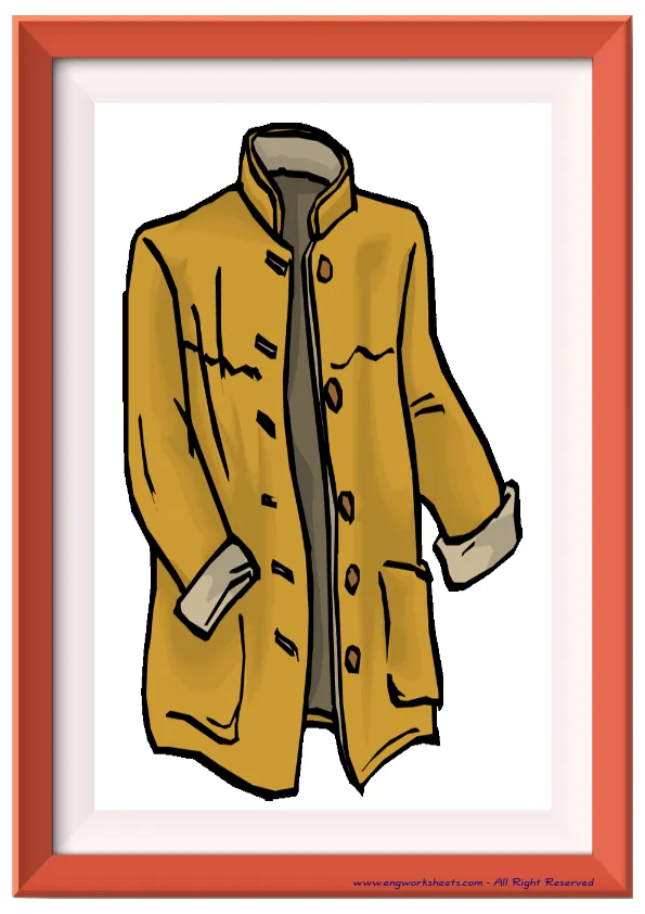 Full page ESL Flashcard without words containing Clothes picture for kids and teachers.