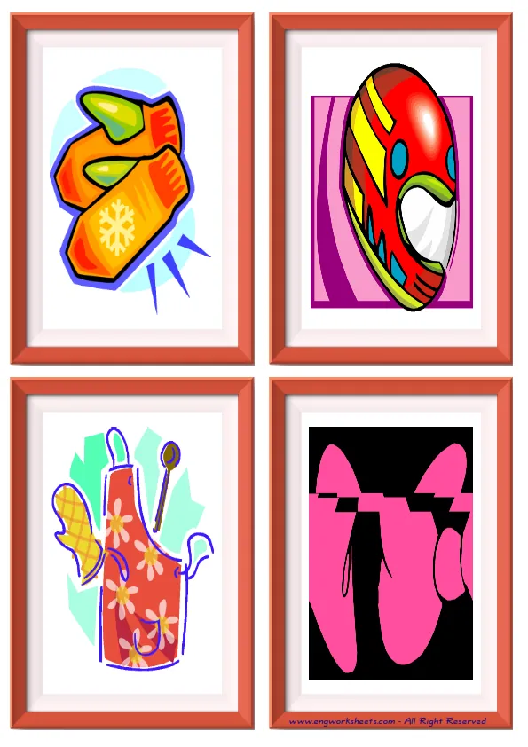 Quarter page ESL Flashcard without words containing Clothes picture for kids and teachers.