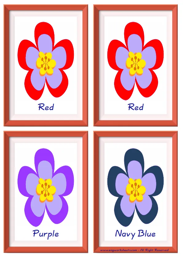 Quarter page ESL Flashcard together with words containing Colour picture for kids and teachers.