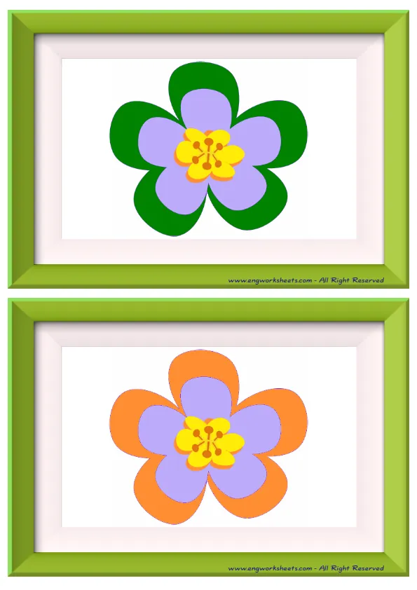 Half page ESL Flashcard without words containing Colour picture for kids and teachers.