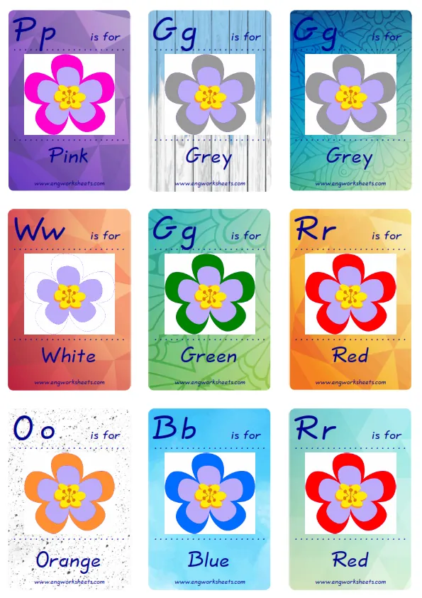 Mini size ESL Flashcard Colour for kids and teachers.