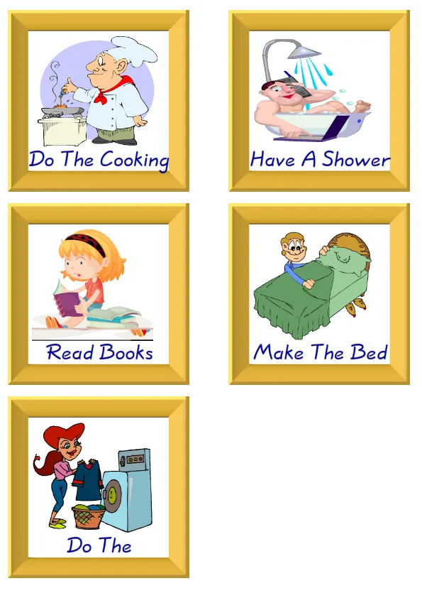 ESL Flashcard together with words containing Daily Routine picture for kids and teachers.