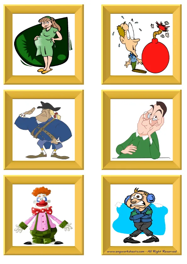 ESL Flashcard without words containing Describing People picture for kids and teachers.
