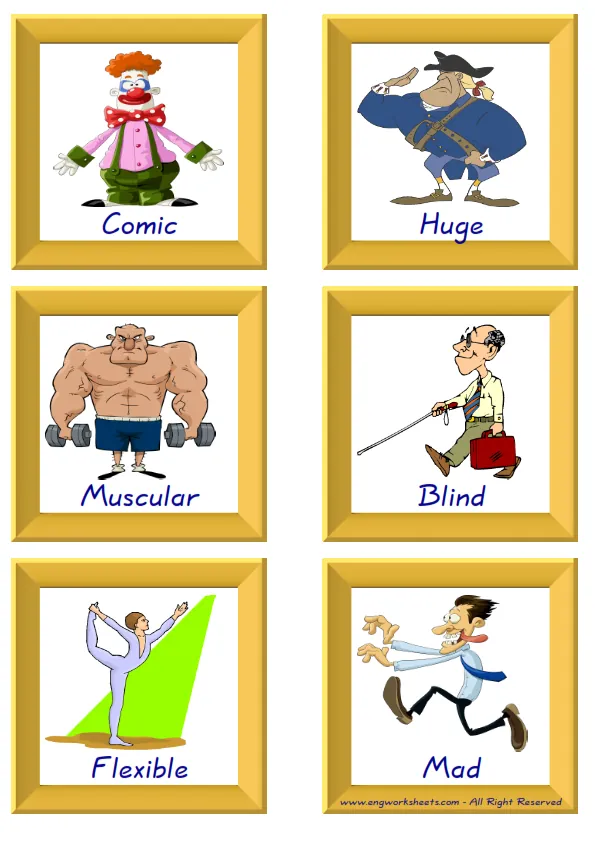 ESL Flashcard together with words containing Describing People picture for kids and teachers.