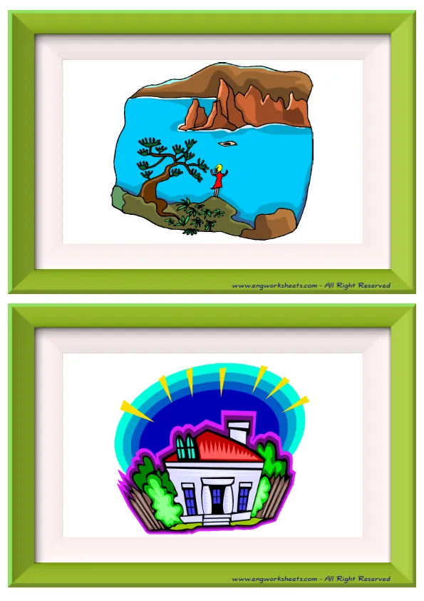 Half page ESL Flashcard without words containing Environment picture for kids and teachers.