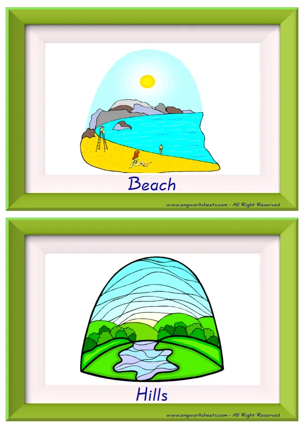 Half page ESL Flashcard together with words containing Environment picture for kids and teachers.