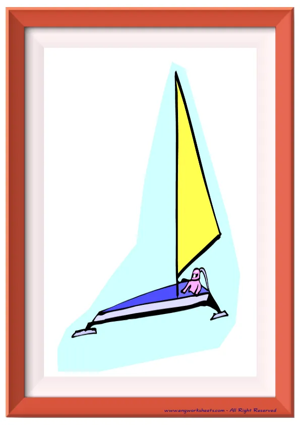 Full page ESL Flashcard without words containing Extreme Sports Water-Air picture for kids and teachers.