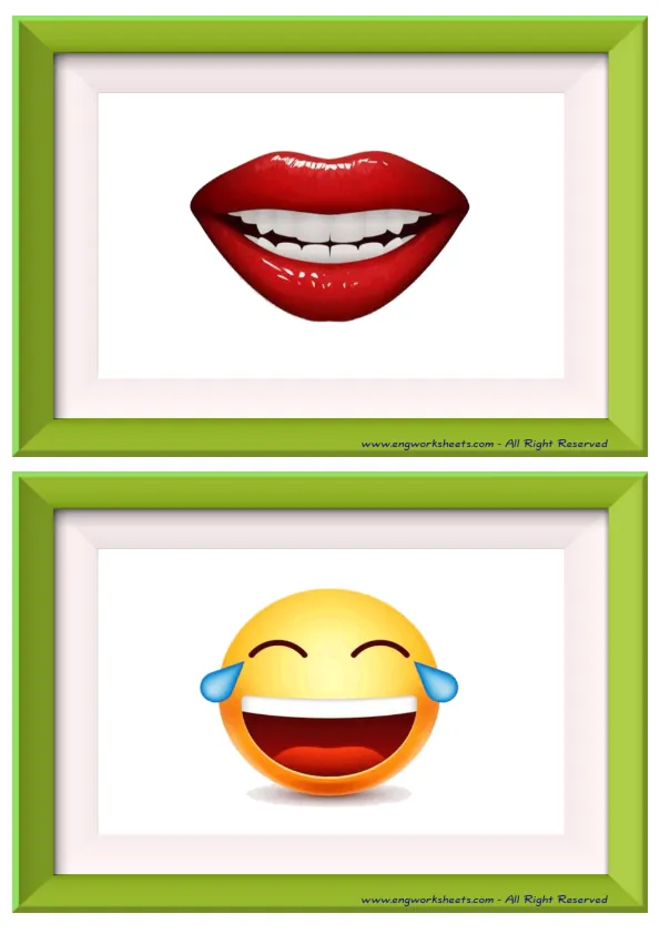 Half page ESL Flashcard without words containing Face Parts picture for kids and teachers.