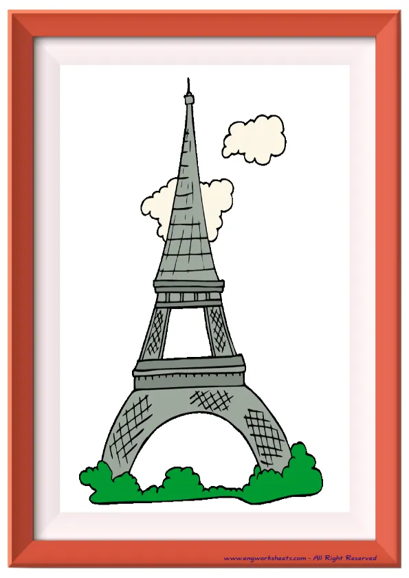 Full page ESL Flashcard without words containing Famous Architecture picture for kids and teachers.