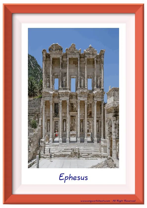 Full page ESL Flashcard together with words containing Famous Architecture picture for kids and teachers.