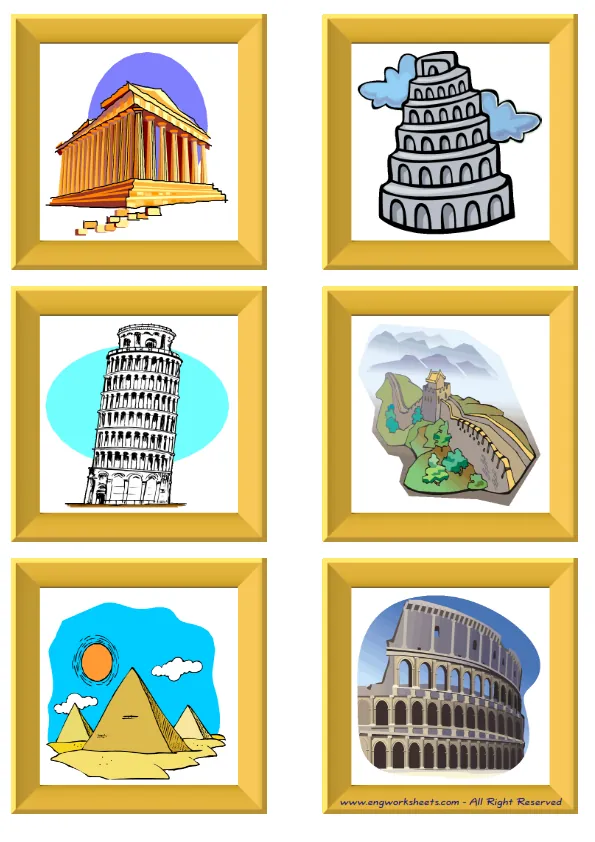 ESL Flashcard without words containing Famous Architecture picture for kids and teachers.