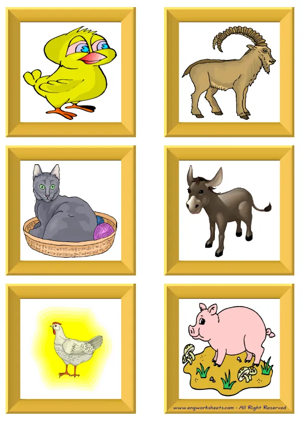 ESL Flashcard without words containing Farm Animals picture for kids and teachers.