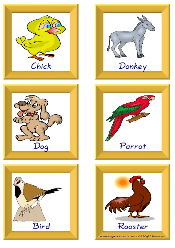 ESL Flashcard together with words containing Farm Animals picture for kids and teachers.