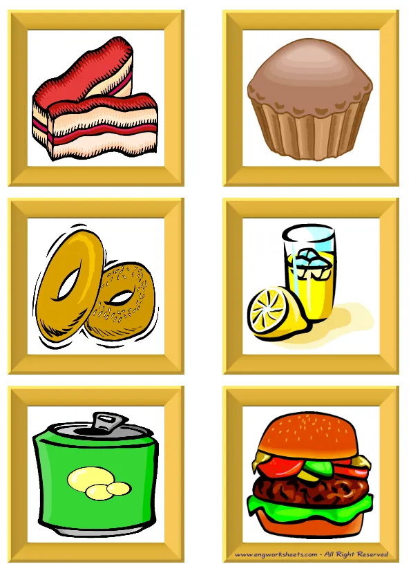 ESL Flashcard without words containing Fast Food picture for kids and teachers.