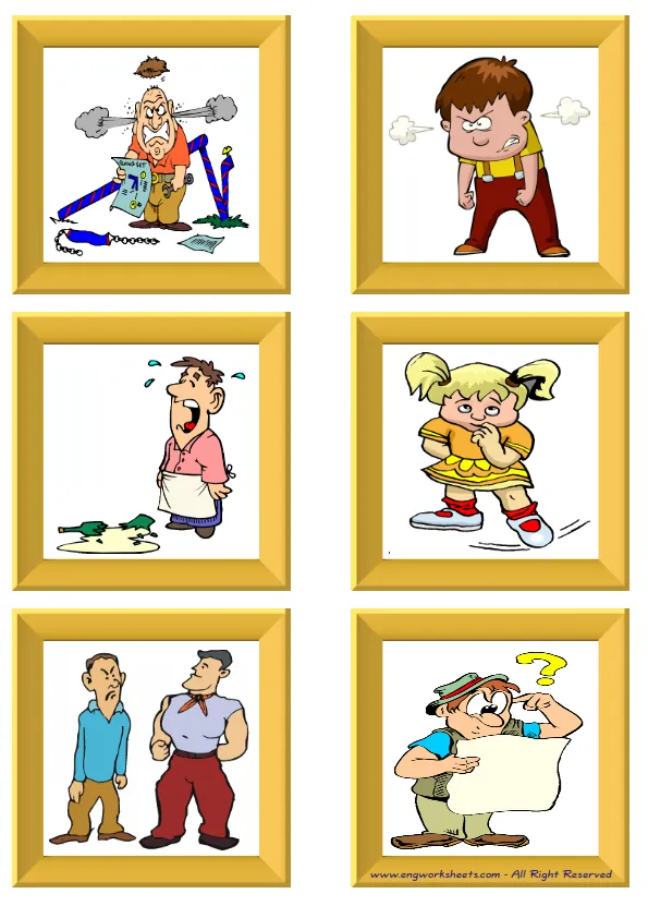 ESL Flashcard without words containing Feelings Emotions picture for kids and teachers.