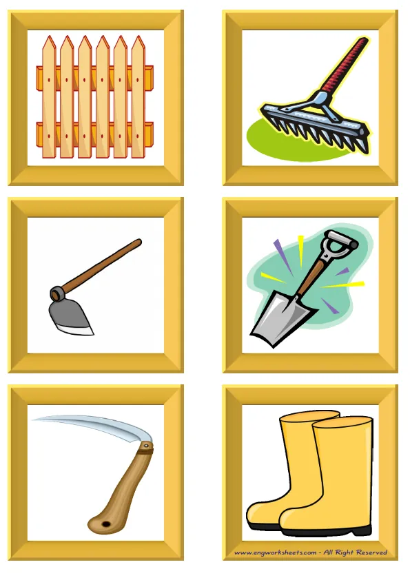 ESL Flashcard without words containing Garden Parts picture for kids and teachers.