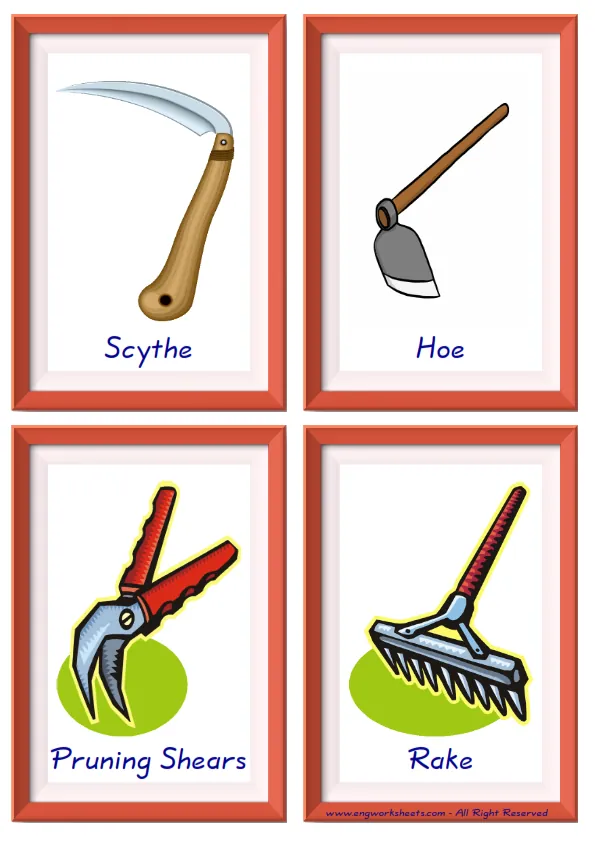Quarter page ESL Flashcard together with words containing Garden Parts picture for kids and teachers.