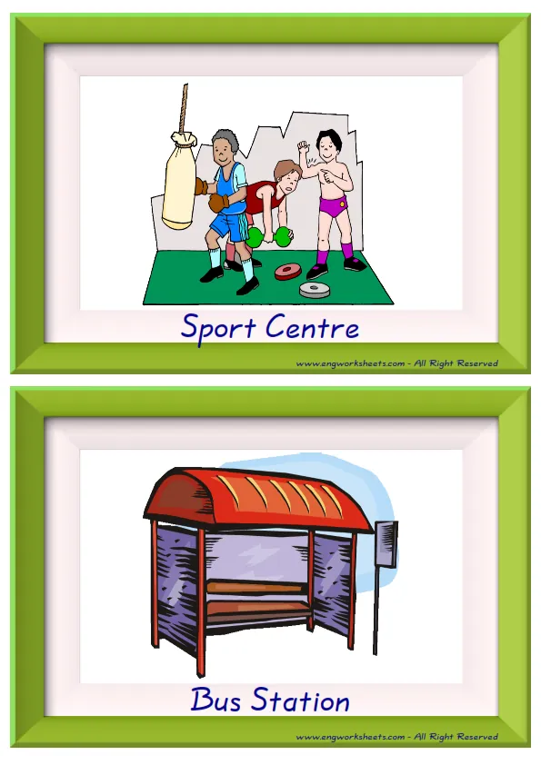 Half page ESL Flashcard together with words containing Giving Directions picture for kids and teachers.
